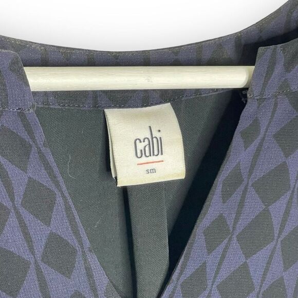 CAbi Style 3102 Harlequin Blue Black Diamond Shift Tunic Shirt Dress Size Small - Picture 8 of 10